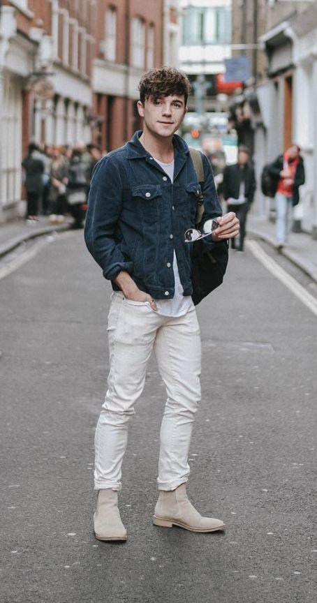 White Jeans Attires Ideas With Dark Blue And Navy Casual Jacket Jeans