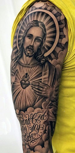 Most Beautiful Catholic Religious Sleeve Tattoos 2019: Sleeve tattoo,  Body art,  Tattoo artist,  Religious Tattoos  