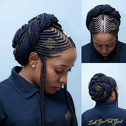 Black Girl Afro-textured hair, French braid on Stylevore