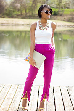 Colour outfit with capri pants, tube top, trousers | One Shoulder Top  Outfits | Capri pants, One Shoulder Top, Palm Tree