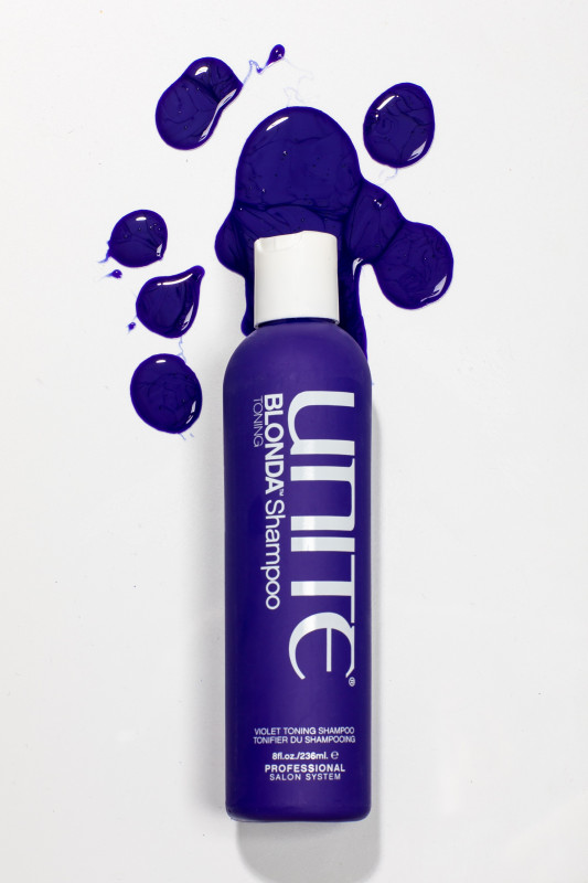 Meet UNITE Hair’s BLONDA™ System with Toning Purple Shampoo: 