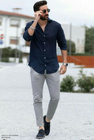 Black T-shirt, Semi Formal Fashion Trends With Grey Suit Trouser ...