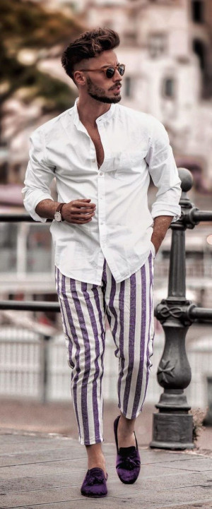 Lars Amadeus Men's Dress Striped Pants Slim Fit Flat Front Business Trousers  - Walmart.com