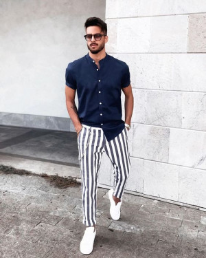 35 Best Striped Pants Outfit For Men Images in August 2024