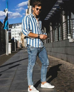 40 Best Striped Shirt Outfits For Men Images in August 2024