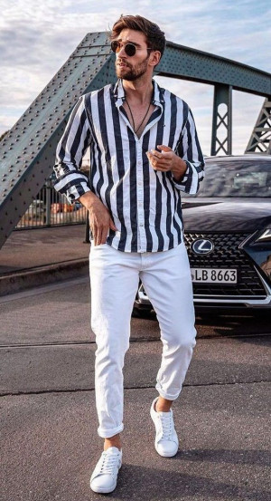 40 Best Striped Shirt Outfits For Men Images in January 2024