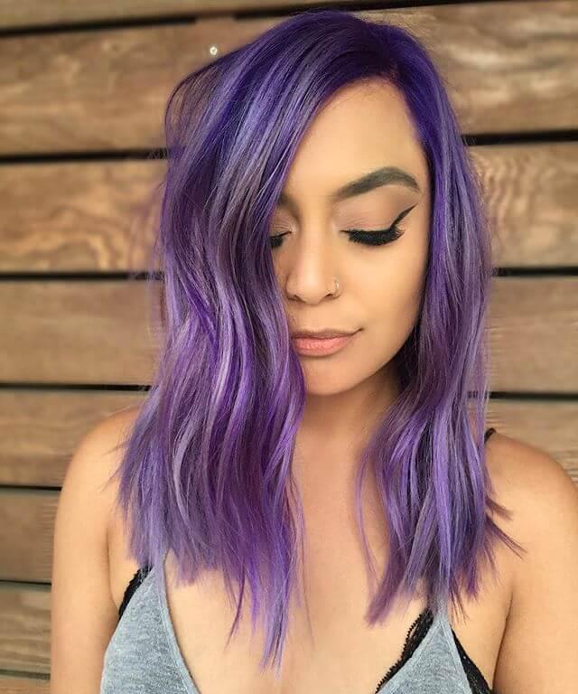 Medium Length Mermaid Hair in Purple on Stylevore