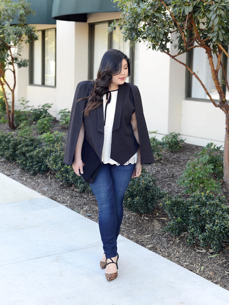 Plus size top, black blazer & blue jeans – office outfits on Stylevore