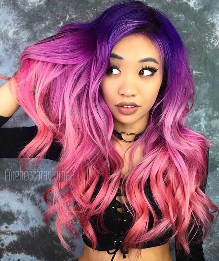 black pink and purple hair