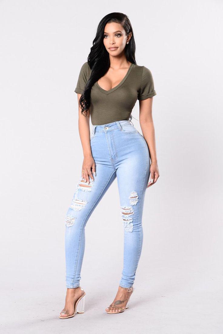 Buy Light Blue Jeans Outfits For Ladies Cheap Online