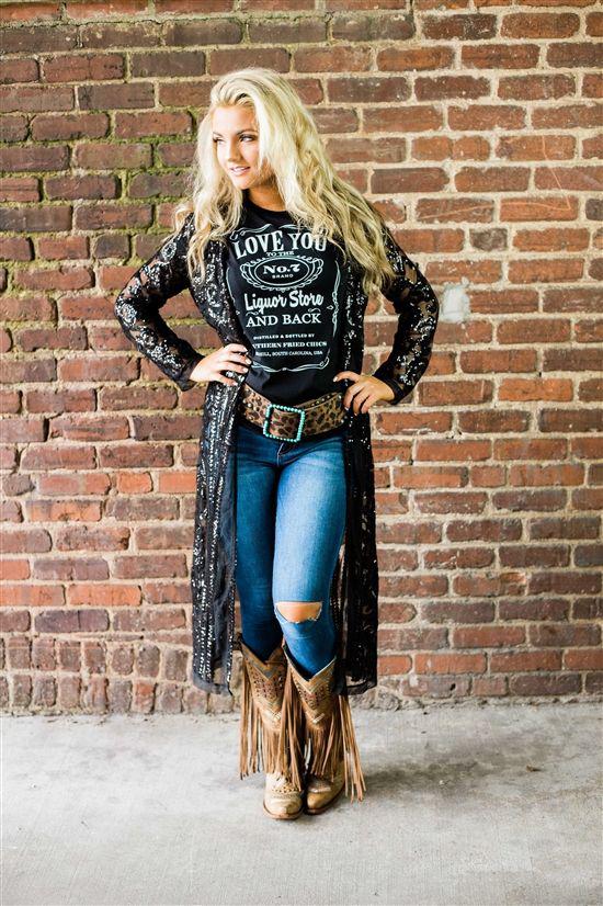 Southern Fried Chics The Royal Sequin Duster & Black on Stylevore
