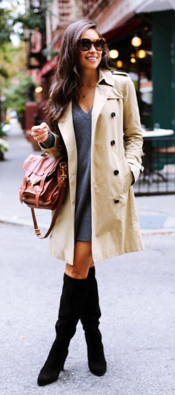coat and boots outfit