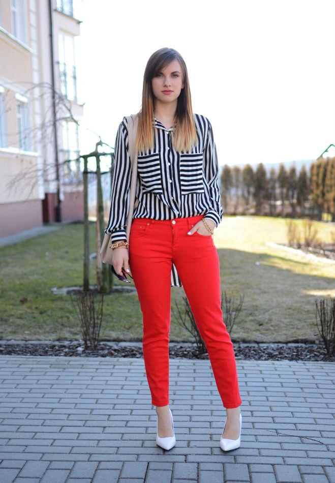 Young Woman Red Shirt Black Pants Stock Photo 105356594 | Shutterstock