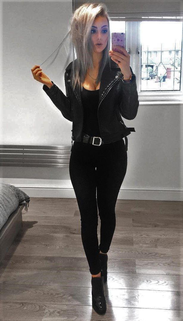 Black Skinny Jean Outfits Female on Stylevore