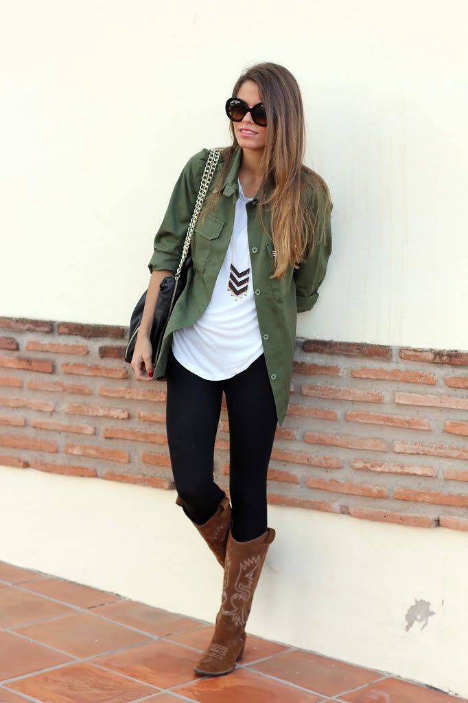 Outfits With Leggings And Boots on Stylevore