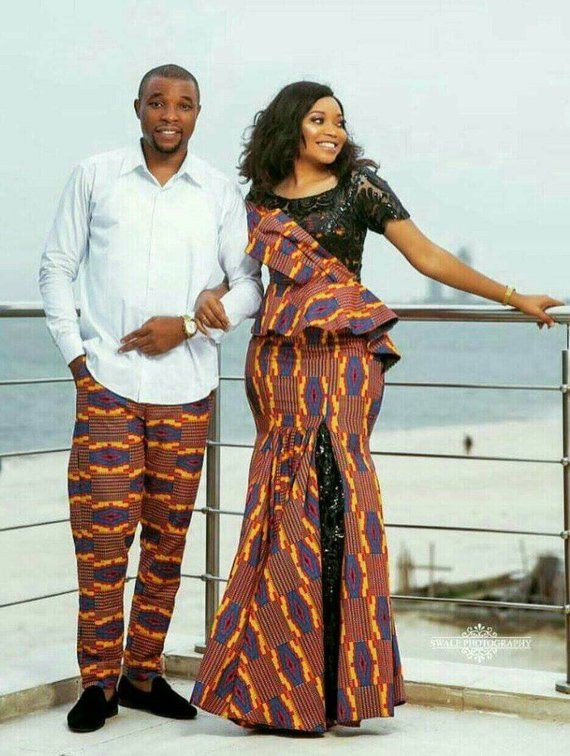 African print couple matching on Stylevore