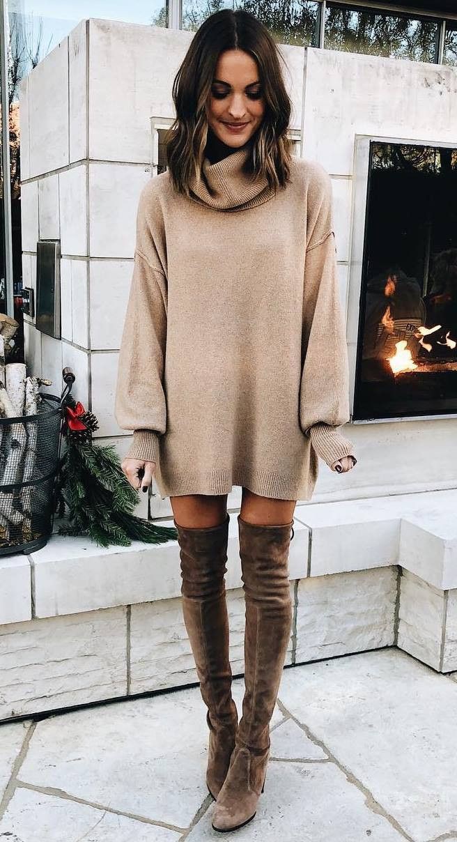 winter dresses with knee high boots