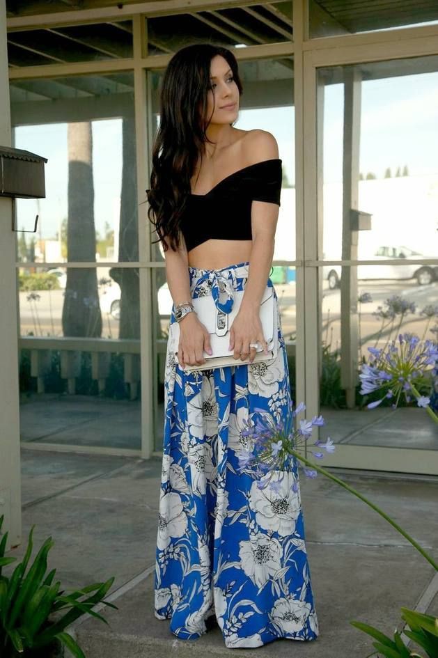 Zara floral print palazzo trousers on Stylevore