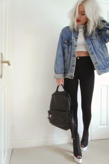outfits with oversized denim jacket
