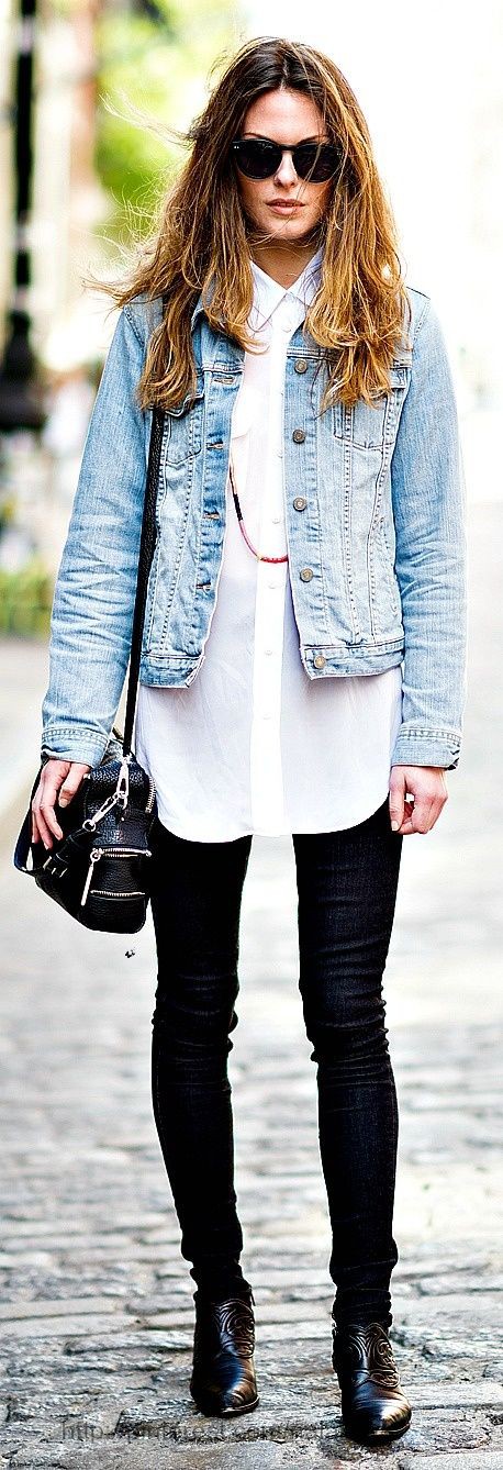 light blue jean jacket outfit