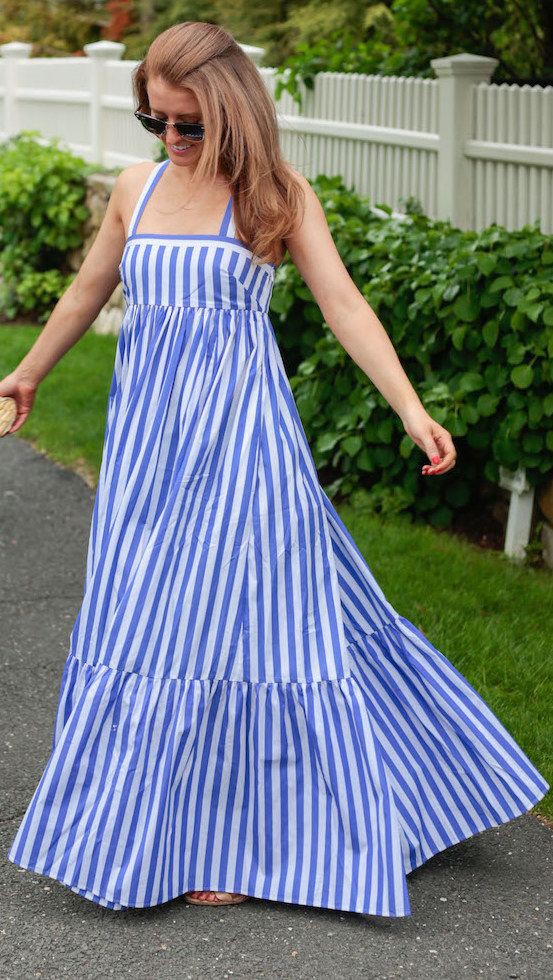 Striped maxi dress outfit for woman on Stylevore