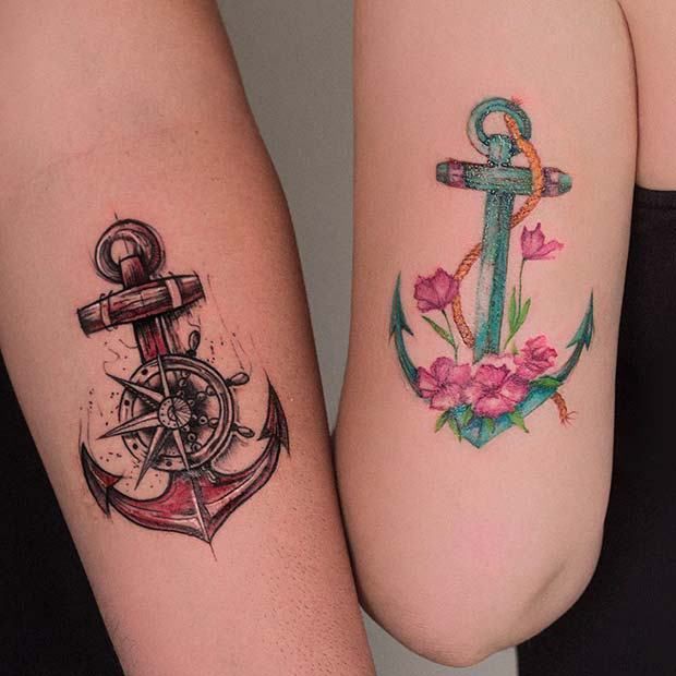 girly anchor heart tattoos