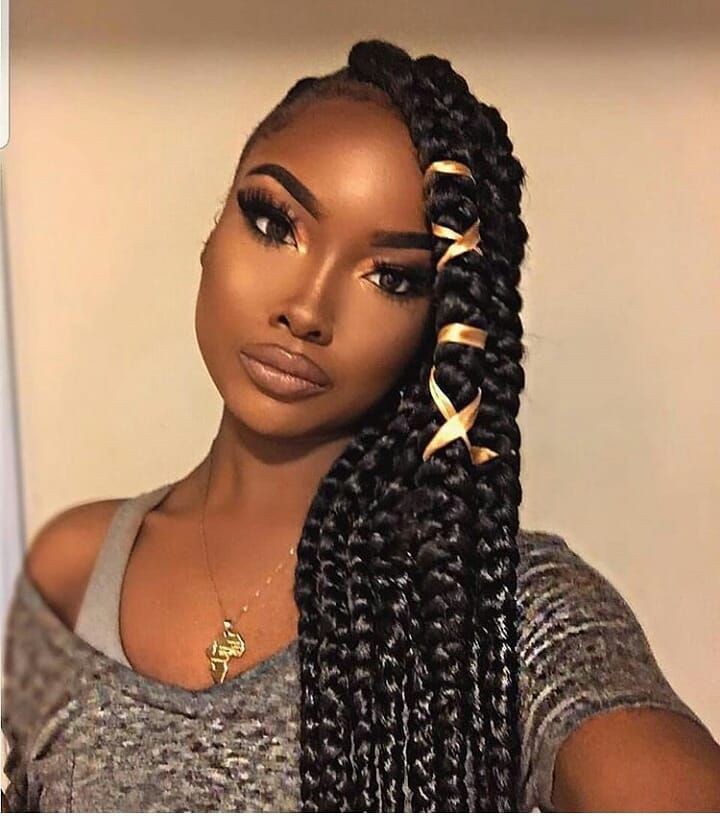 Braids for black women, Golden lace braid on dark skin on Stylevore