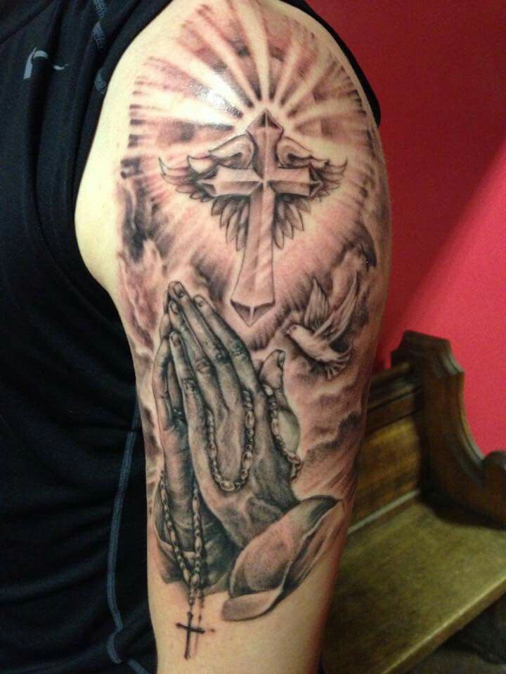 BCtattoo  praying hands and dove   done with World  Facebook