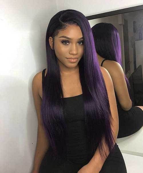 dark purple hair on brown skin