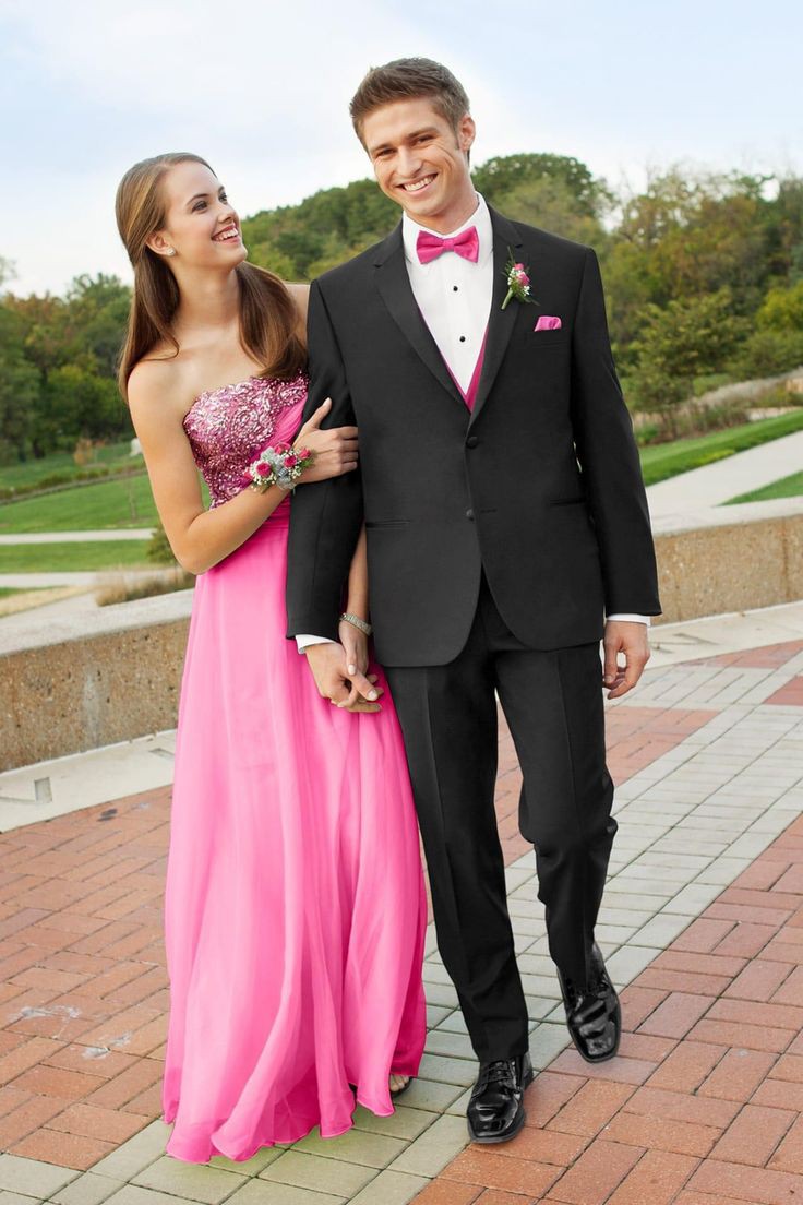 Pink and black tux, Formal wear: Evening gown,  Slim-Fit Pants,  Bridesmaid dress,  Ball gown,  Homecoming Outfits  