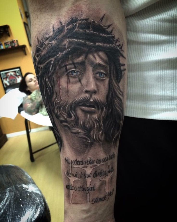 jesus tattoo half sleeve
