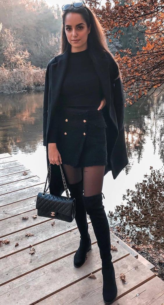 skirt and over the knee boots