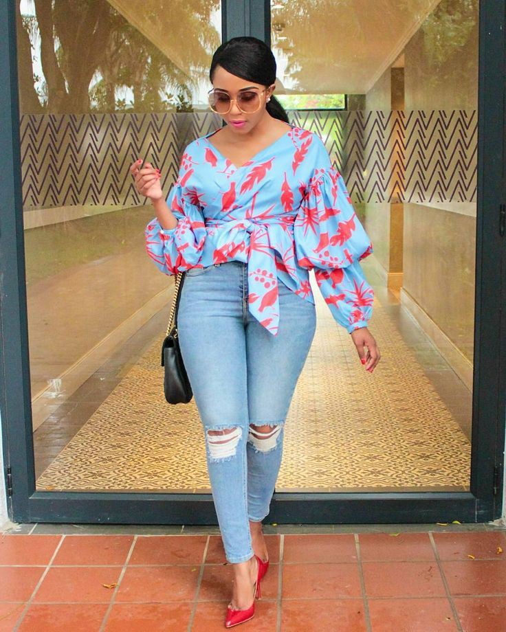 Ankara Tops Jeans For Curvy Ladies on Stylevore