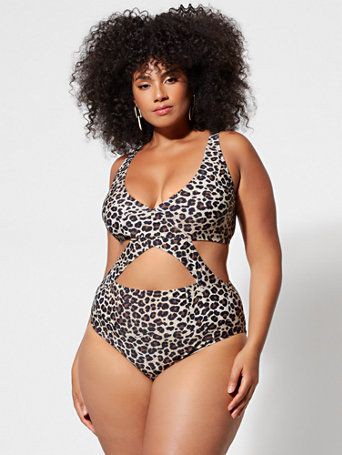 leopard print plus size bathing suit