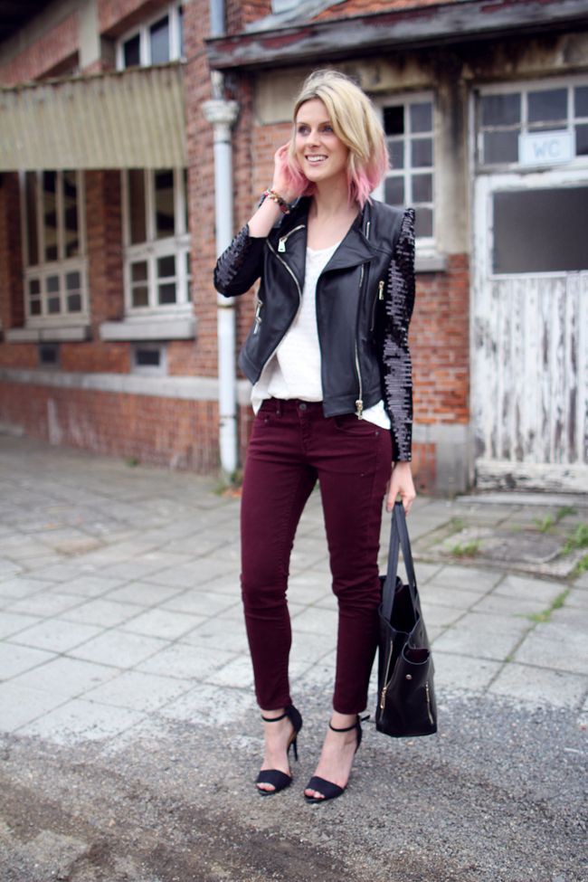 Celebrity Fashion | Sienna Miller's Burgundy Leather Pants