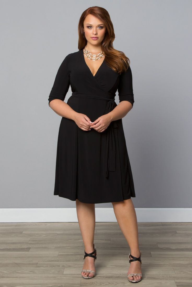 Find out new little black dress, Wrap dress | Plus Size Black Outfit Ideas | cocktail dress 