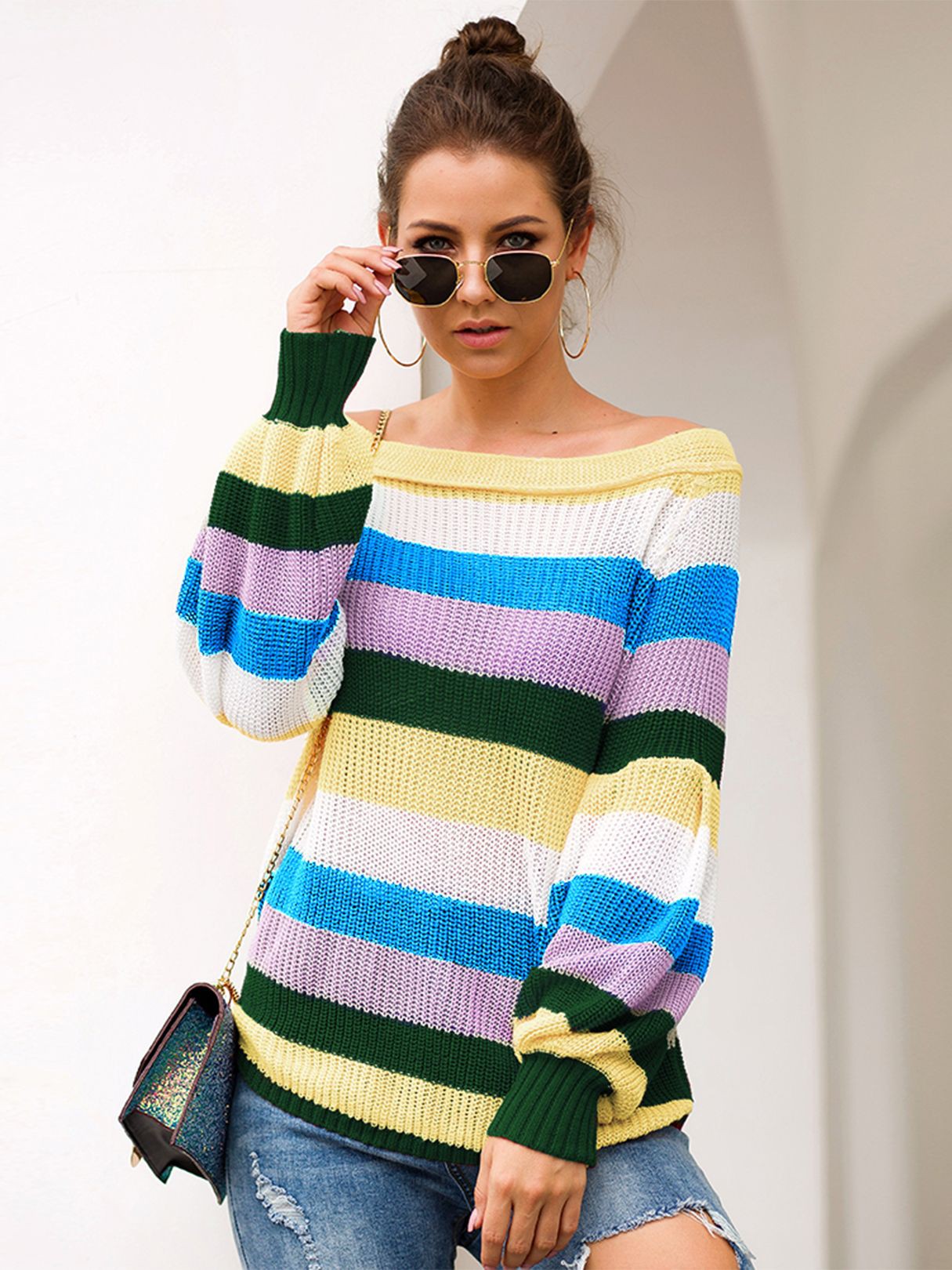 High neck Casual wear Color Block Sweaters | Outfits With Color Block ...