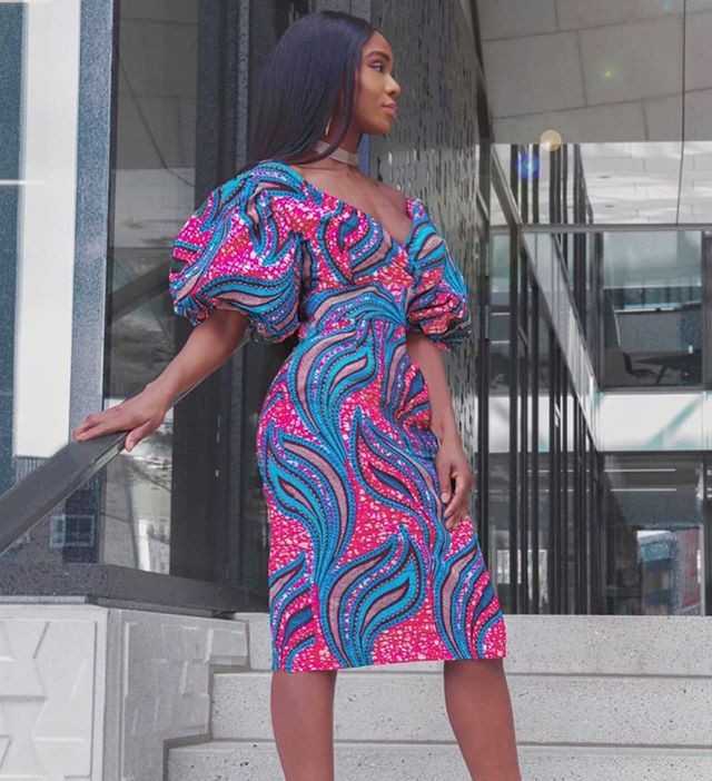 Off shoulder with puffed sleeves ankara | Ankara Gown Styles | African ...