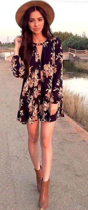 Floral rompers with ankle boots | Outfit Ideas To Look Younger ...