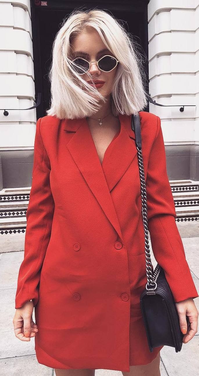 Red blazer dress outfit, Casual wear | Women Blazer Outfits | Blazer Outfits, casual, wear