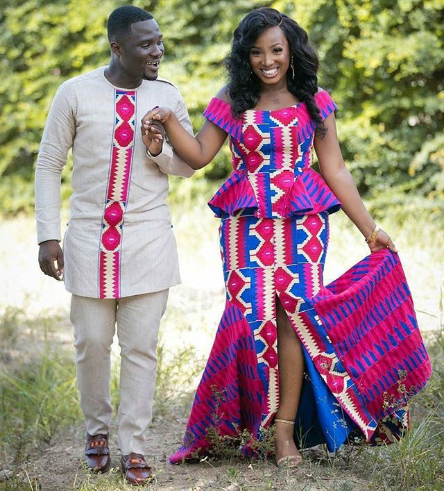 Kente styles for wedding, Kente cloth | Kitenge Fashions For Couples ...