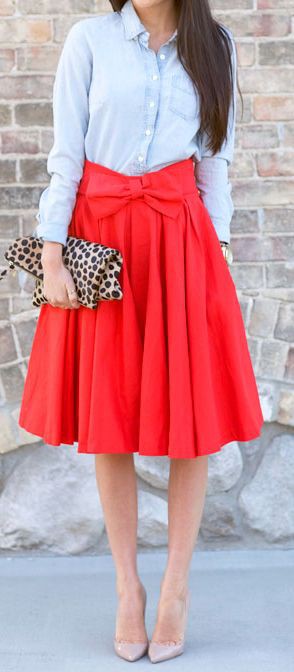 Red midi skirt outfits, Casual wear | Red Skirt Outfit | Casual wear ...