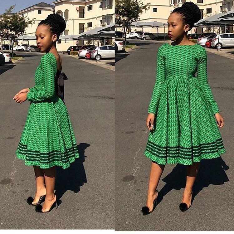 Wish to try green shweshwe dresses 2018, African wax prints | Roora ...