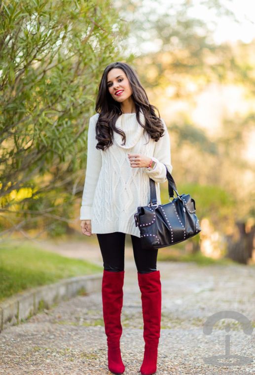 Outfit con botas rojas, Over-the-knee boot | Birthday Dinner Outfit Ideas  Winter | Birthday outfits, Casual wear, Knee-high boot