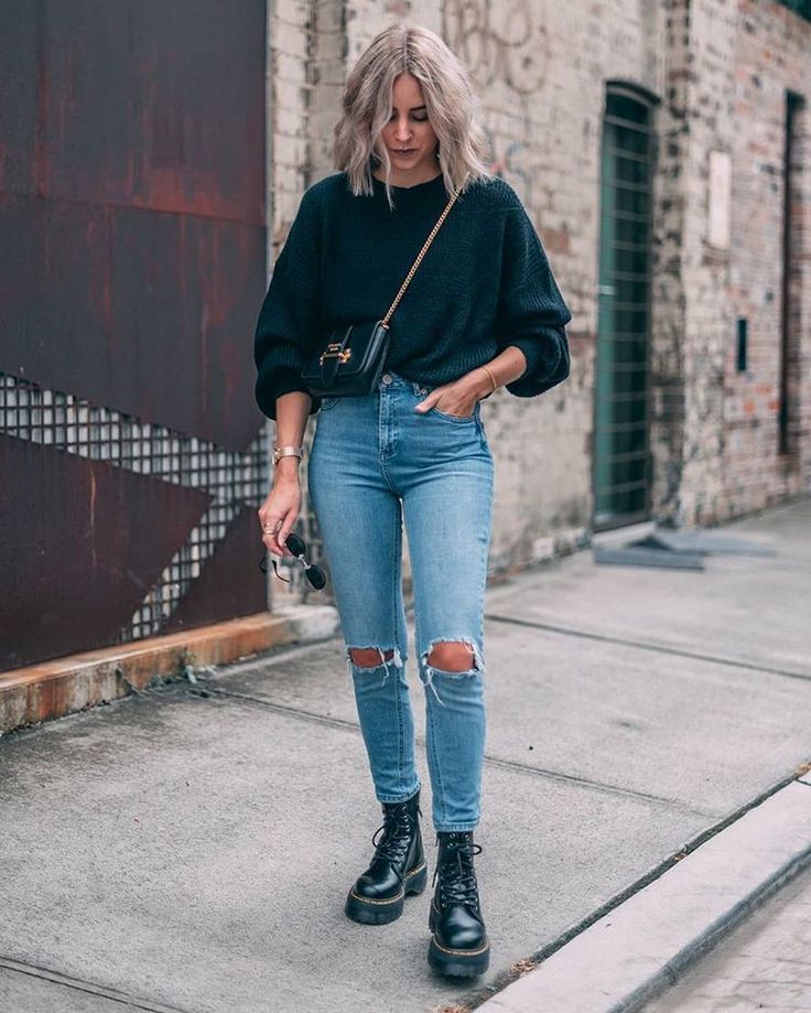 ripped jeans and booties