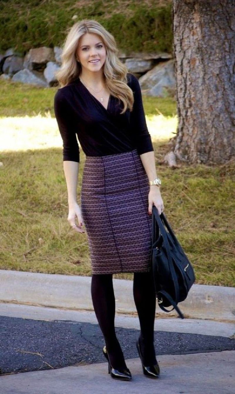 Pencil Skirt And Tights Winter Outfits For Church Casual Wear Church Outfit Dress Shirt
