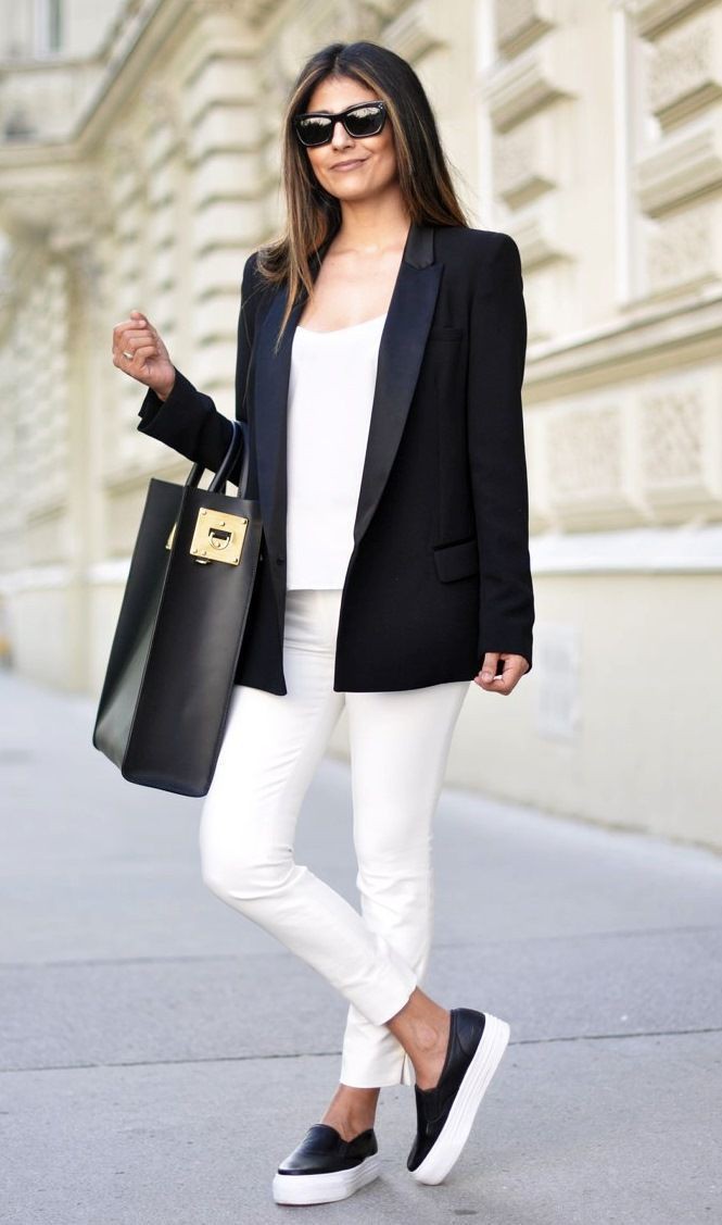 business casual women with sneakers