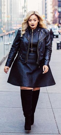 ajo fregar sucesor Moda de invierno para gorditas | Plus Size Outfits Ideas | Leather jacket,  Plus size outfit, Plus-size clothing