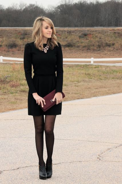 Black dress with tights, Party dress | What Shoes To Wear With A Black Dress  | Black Dress Outfits, Brandy Melville, party dress
