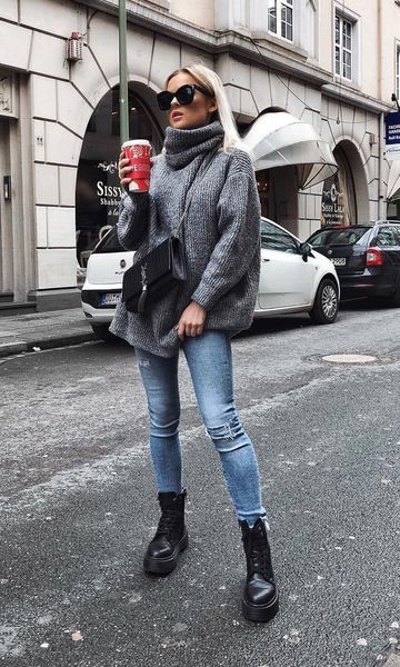 Street style for winter, Street fashion | Combat Boots Outfit | Boots ...